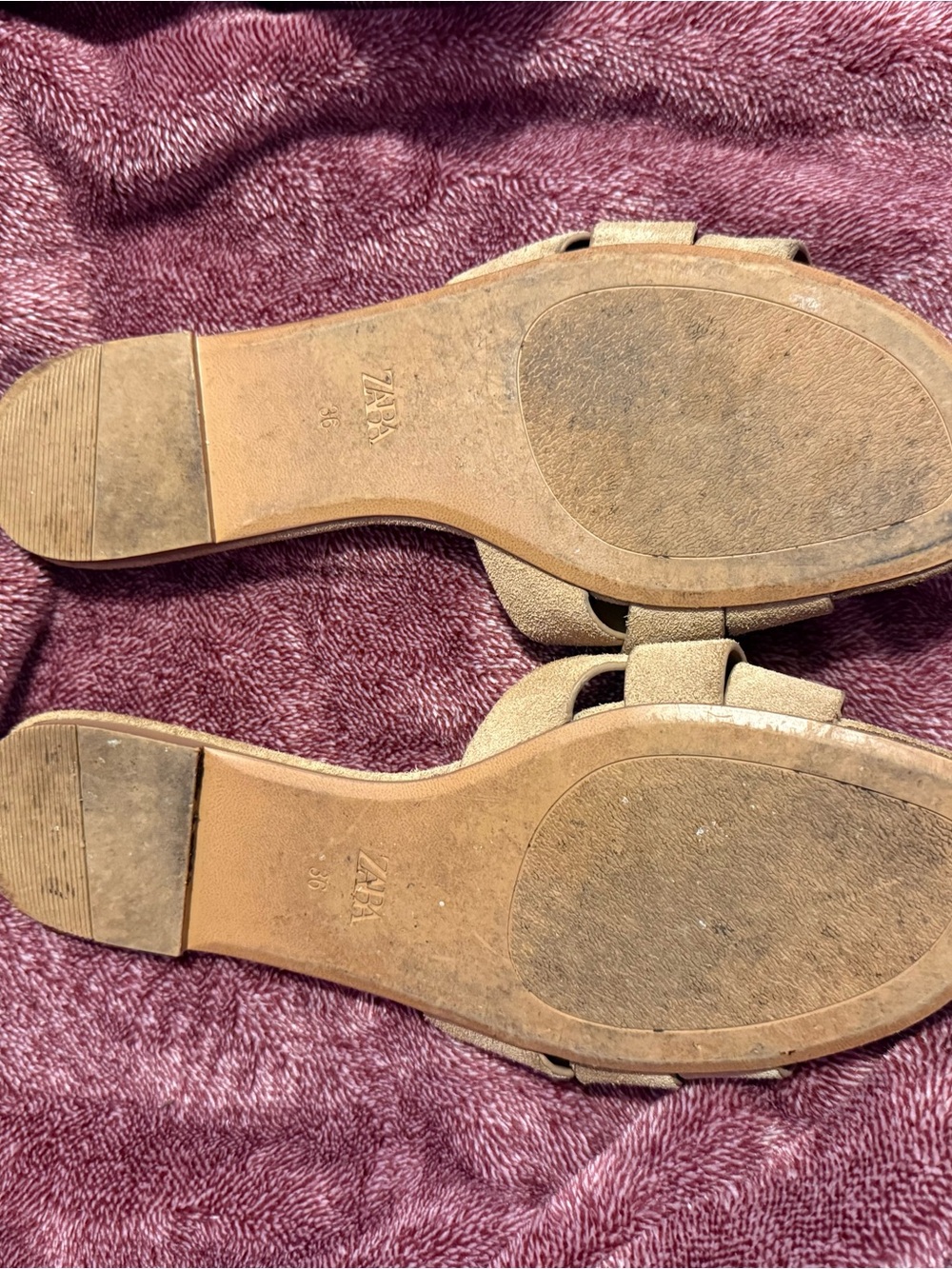ZARA Tan Suede Twisted Strap Slide Mules - Picture 3 of 3